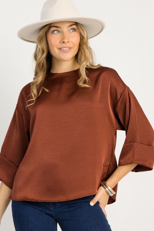 Cuff Sleeve Satin Blouse, Sienn - 0917-102.jpg