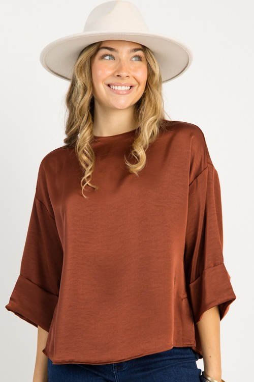 Cuff Sleeve Satin Blouse, Sienn - 0917-103.jpg