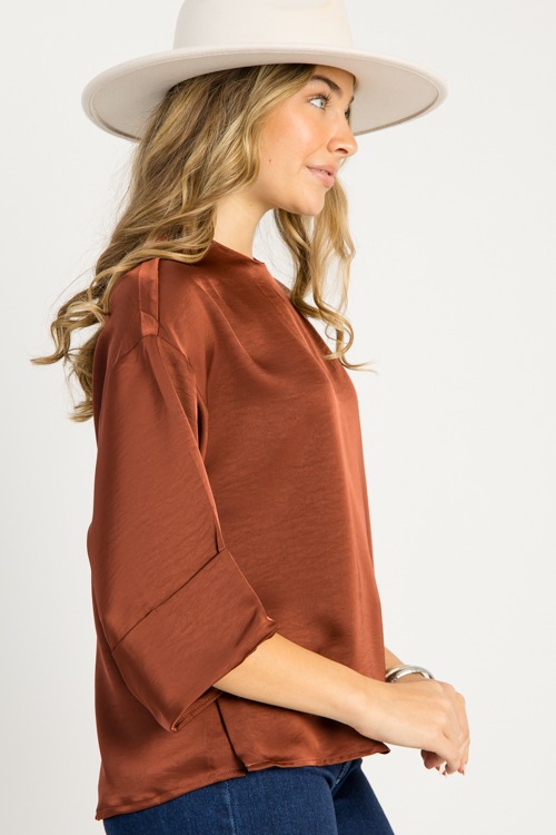 Cuff Sleeve Satin Blouse, Sienn - 0917-104.jpg