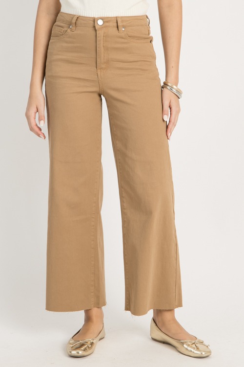 Raw Hem Wide Leg Pants, Pecan - 0917-61p.jpg