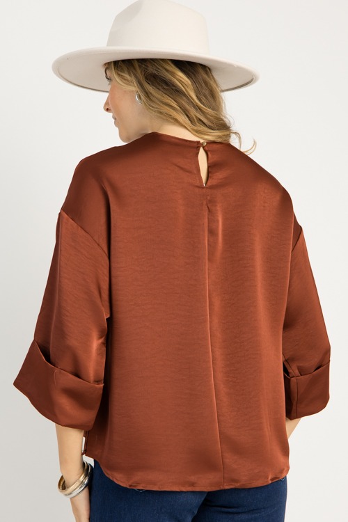 Cuff Sleeve Satin Blouse, Sienn - 0917-99h.jpg