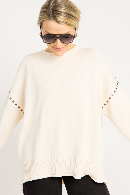 Studded Oversize Sweater, Off White - 0918-105.jpg