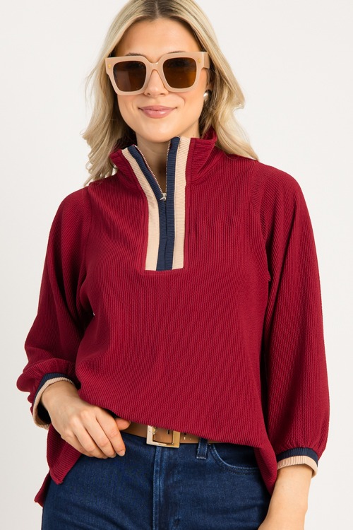 Rib Stripe Accent Pullover, Burgundy - 0919-115p.jpg