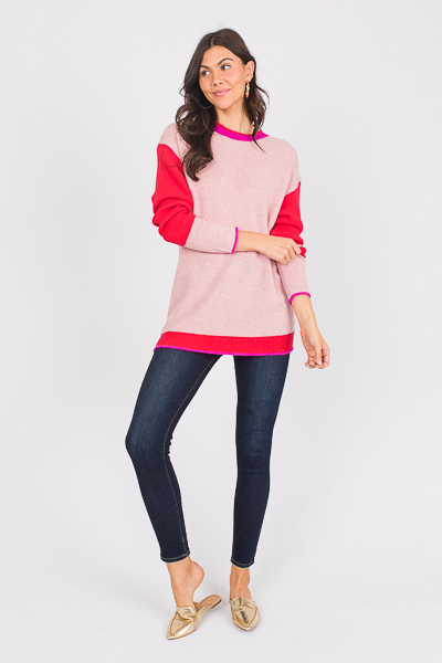 Shondra Colorblock Sweater, Pink