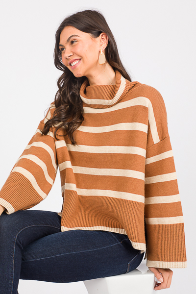 Stripes On Stripes Sweater, Camel