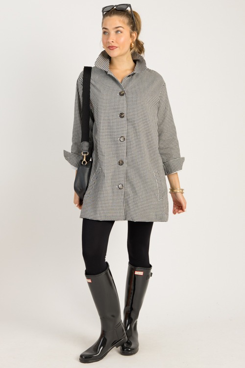 Gingham Button Up Jacket, Black - 0923-105p.jpg