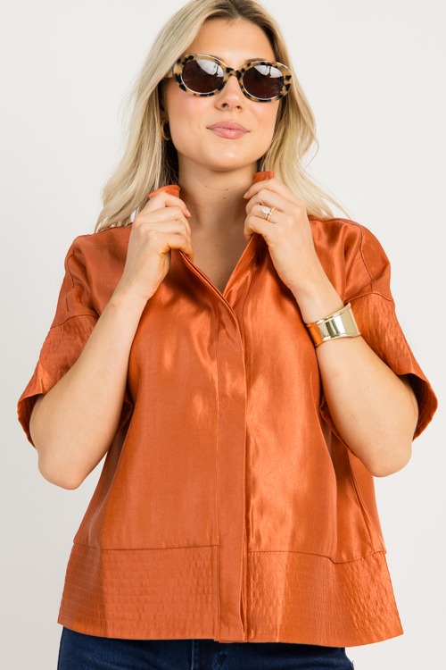 Metallic Button Blouse, Rust - 0923-36p.jpg