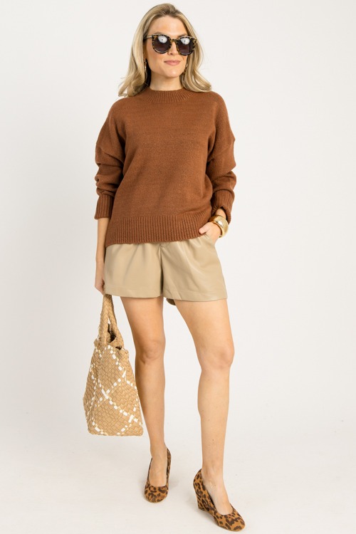 High Waist Leather Shorts, Latte - 0923-4.jpg