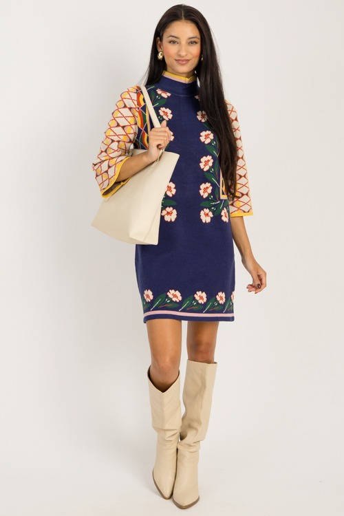 Floral Pattern Sweater Dress, N - 0925-1.jpg
