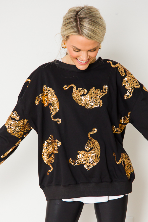 Tiger Sequin Knit Sweater