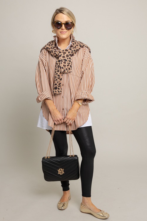 Stripe Tunic Shirt, Brown - 1001-108p.jpg