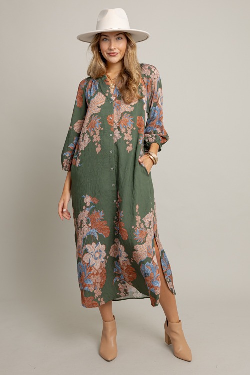 Button Up Floral Midi, Olive - 1001-83p.jpg