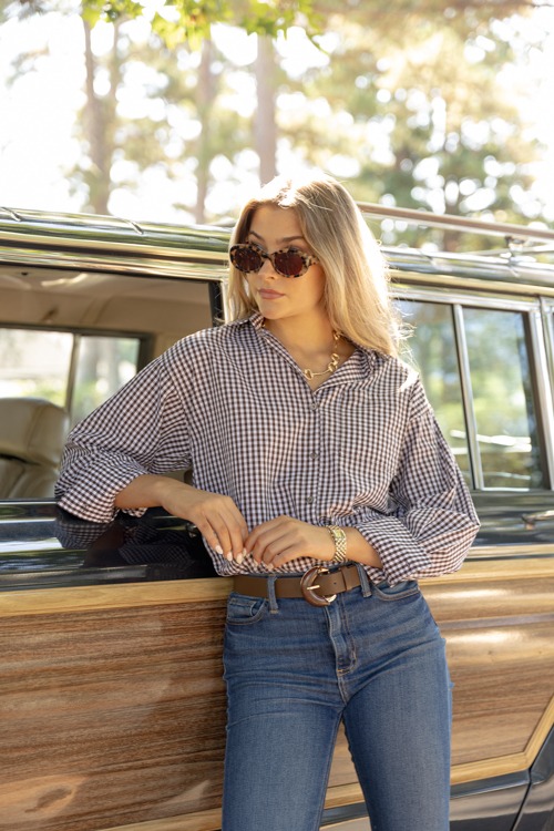 Gingham Check Shirt, Brown - 1002-12.jpg