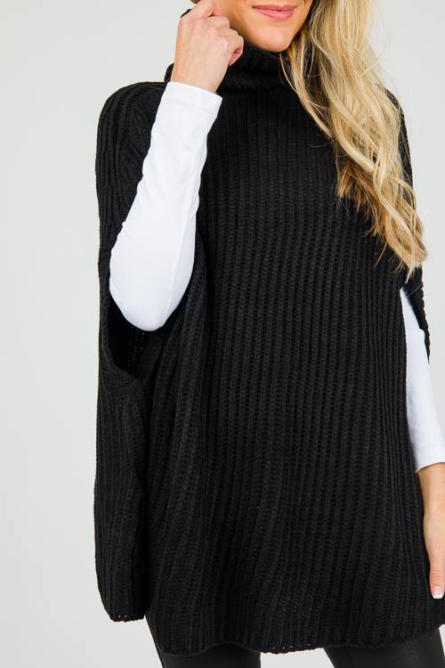 Chic Sweater Cape, Black