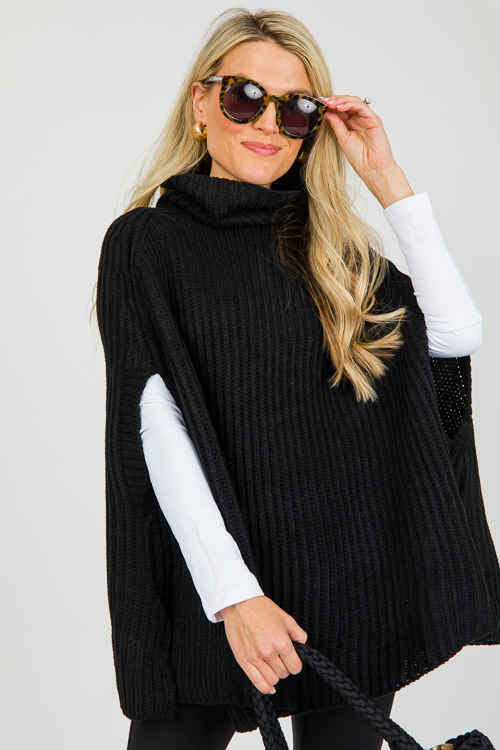 Chic Sweater Cape, Black