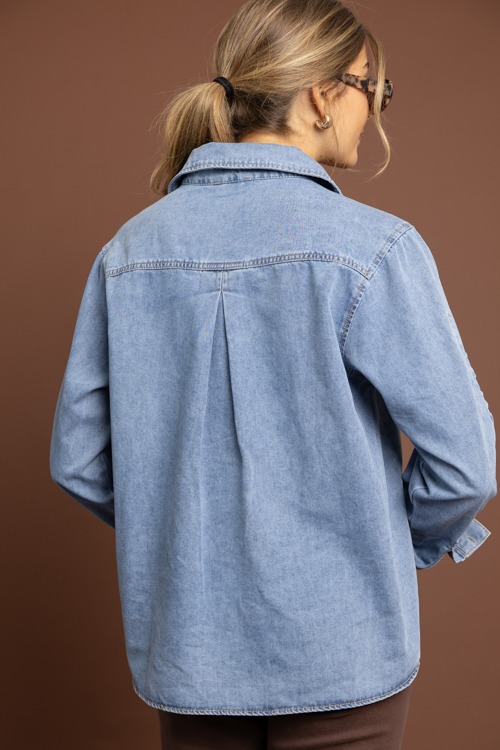 Ruched Sleeve Denim Shirt - 1002-141.jpg