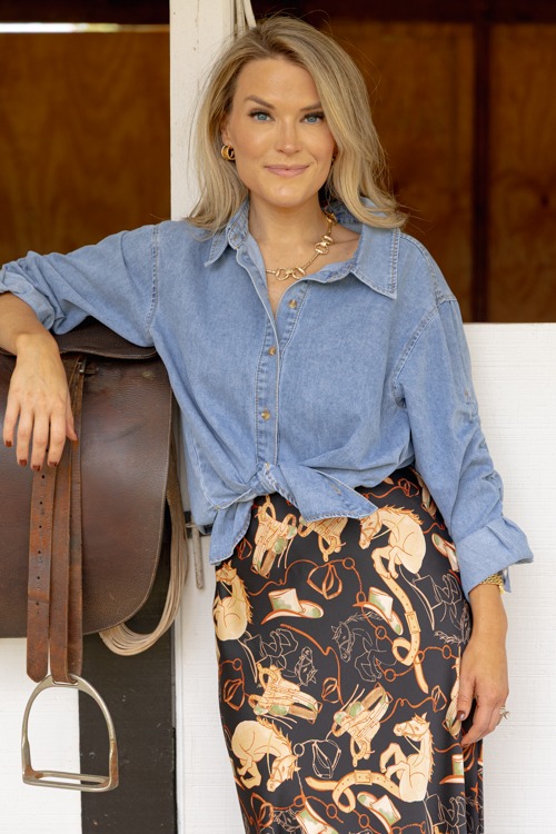 Ruched Sleeve Denim Shirt - 1002-146.jpg