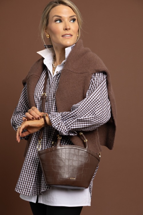 Gingham Check Shirt, Brown - 1002-2h.jpg