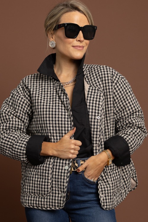 Gingham Quilted Jacket, Black - 1002-320h.jpg