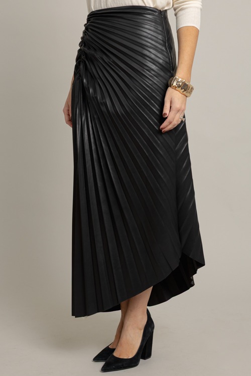 Asymmetric Pleat Leather Skirt - 1006-92h.jpg