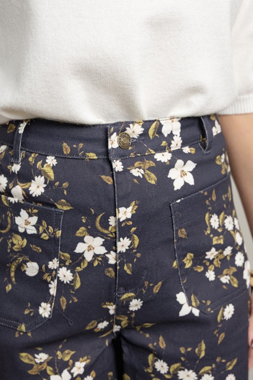 Floral Patch Pocket Pants, Navy - 1007-81.jpg