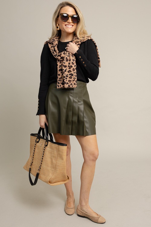 Pleated Leather Skirt, Olive - 1009-1.jpg
