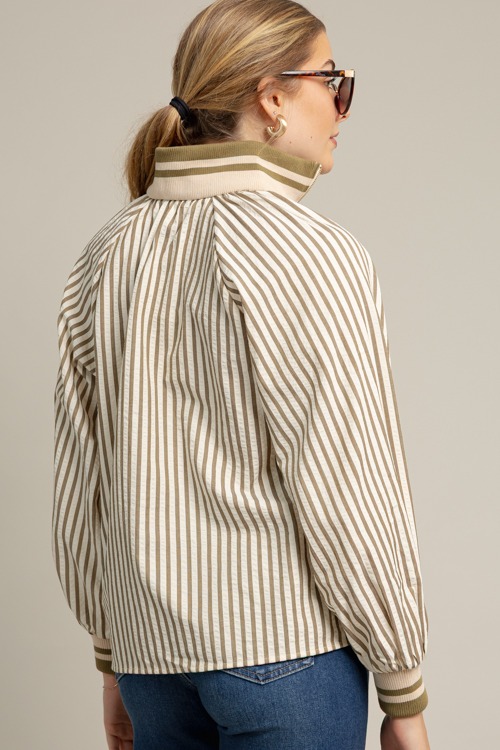 Rib Trim Stripe Top, Olive - 1009-100h.jpg
