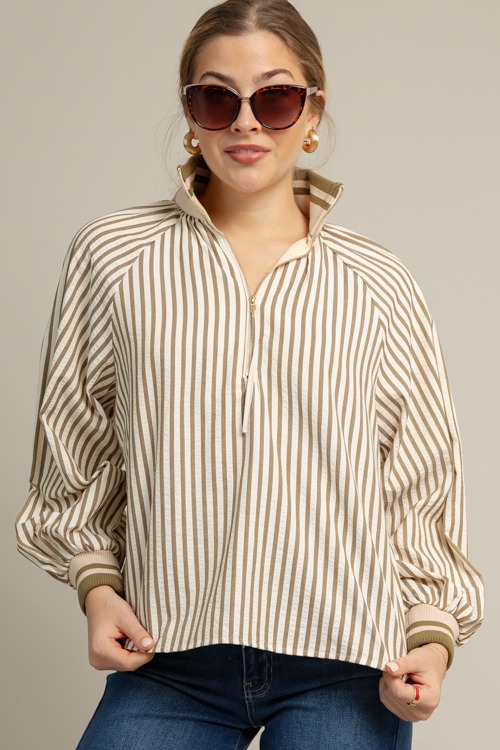 Rib Trim Stripe Top, Olive - 1009-101.jpg