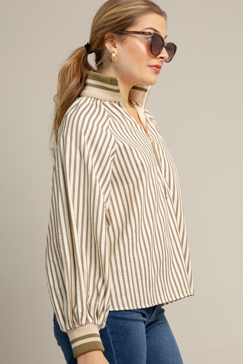 Rib Trim Stripe Top, Olive - 1009-102.jpg
