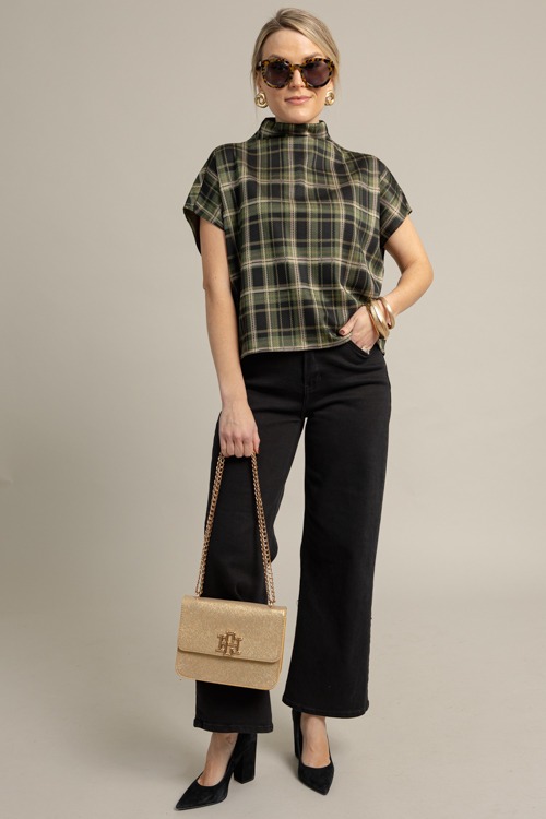 Plaid Mock Neck Top, Green - 1009-41p.jpg
