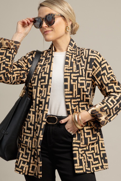 Quilted Foil Print Jacket, Black - 1009-49p.jpg