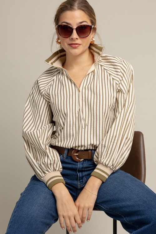 Rib Trim Stripe Top, Olive - 1009-99p.jpg