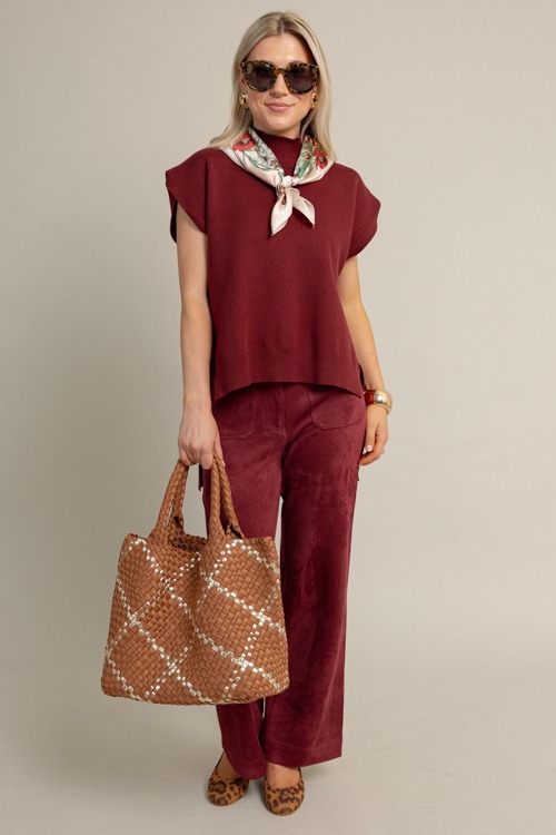 Suede Patch Pocket Pants, Burgundy - 1010-106p.jpg