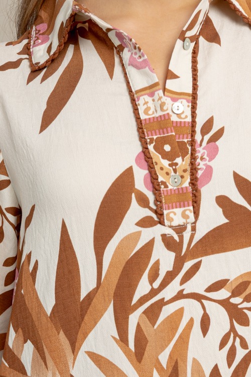 Floral Trim Detail Dress, Toffee - 1010-72.jpg