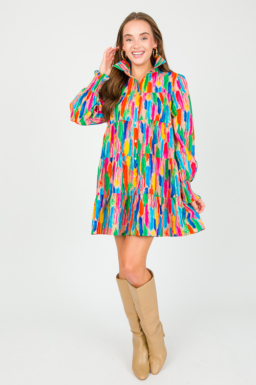 Rainbow Brush Print Dress