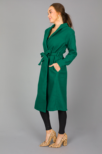 Louisa Belted Coat, Hunter Green