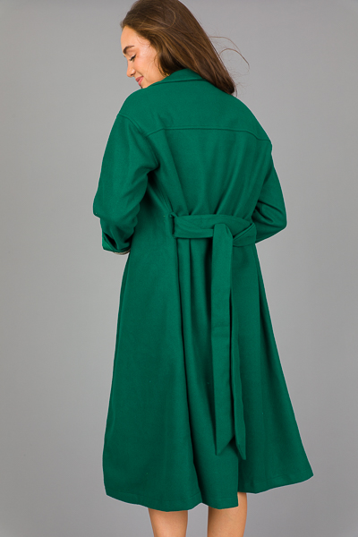 Louisa Belted Coat, Hunter Green