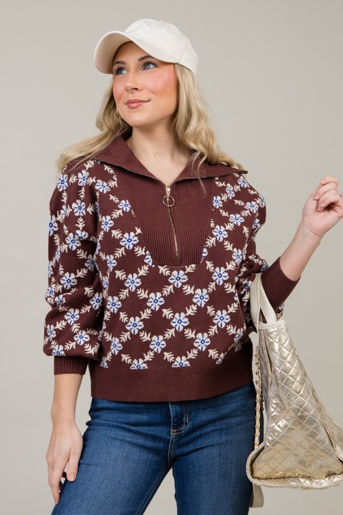 Lovely Zip Sweater, Chocolate - 1111-173.jpg