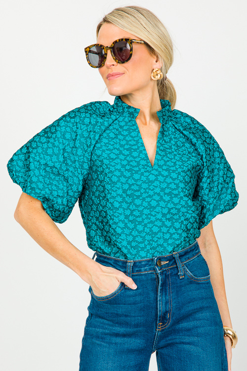 Flower Texture Top, Blue