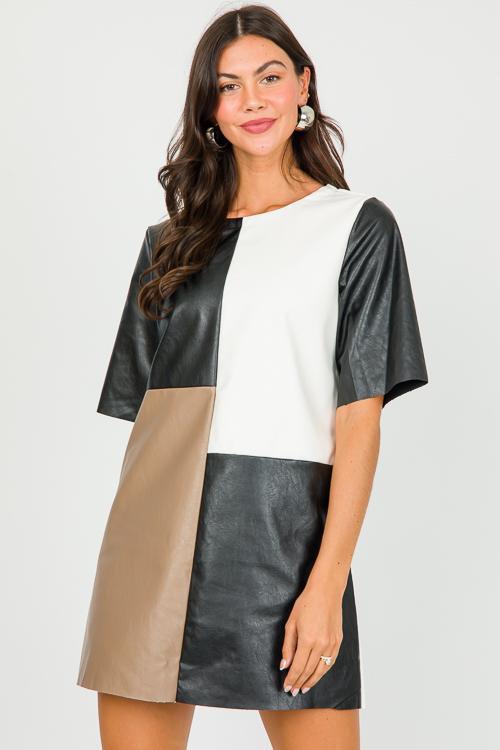 White and black color block best sale dress