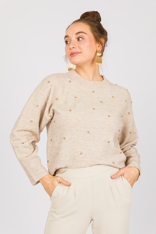 Studded Sweater, Beige
