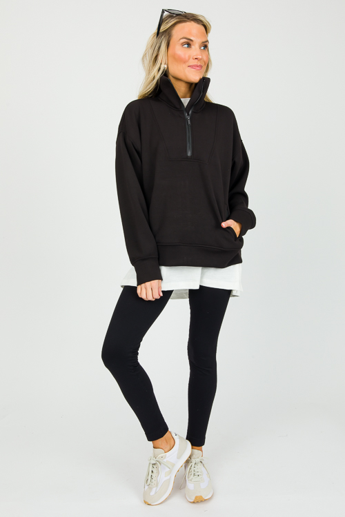 Modal Mock Neck Pullover, Black