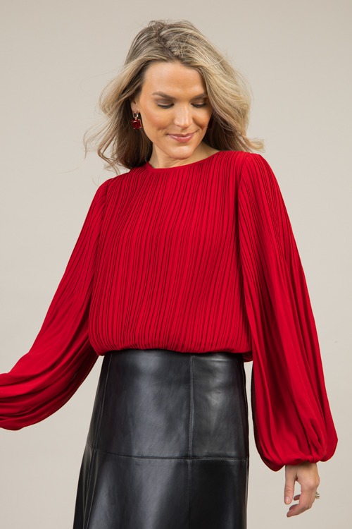 Pleated Blouse, Red - 1202-124p.jpg