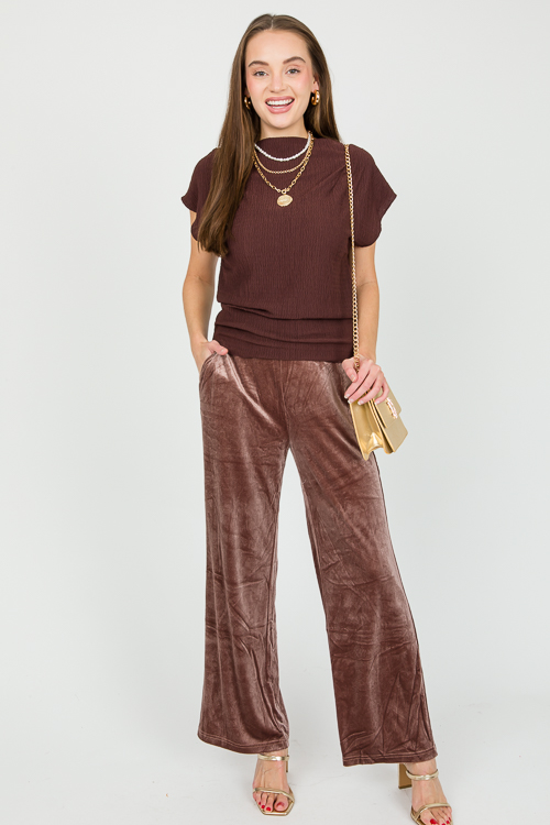 Von Velvet Pants, Coffee - SALE - The Blue Door Boutique