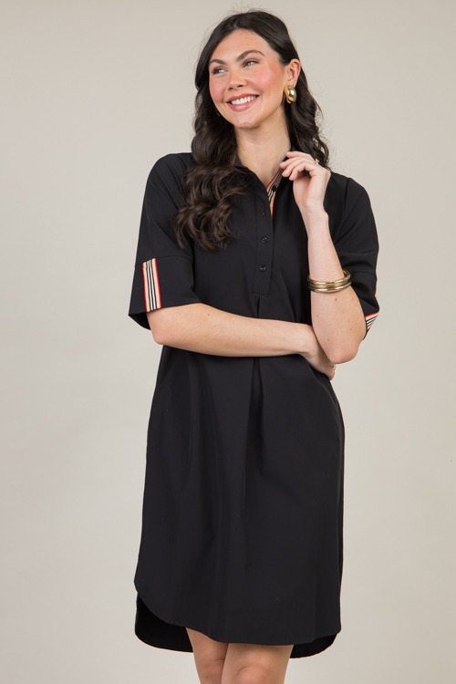 Stripe Accent Shirt Dress, Black - 1211-2.jpg
