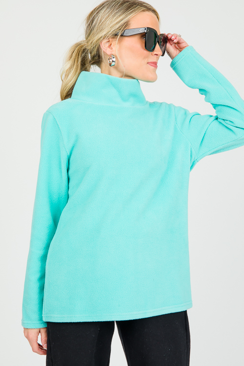 Fleece Mock Neck Pullover, Mint