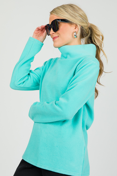 Fleece Mock Neck Pullover, Mint