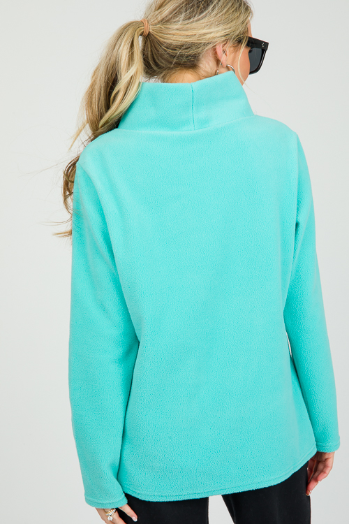 Fleece Mock Neck Pullover, Mint