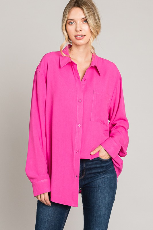 Corley Button Down, Hot Pink