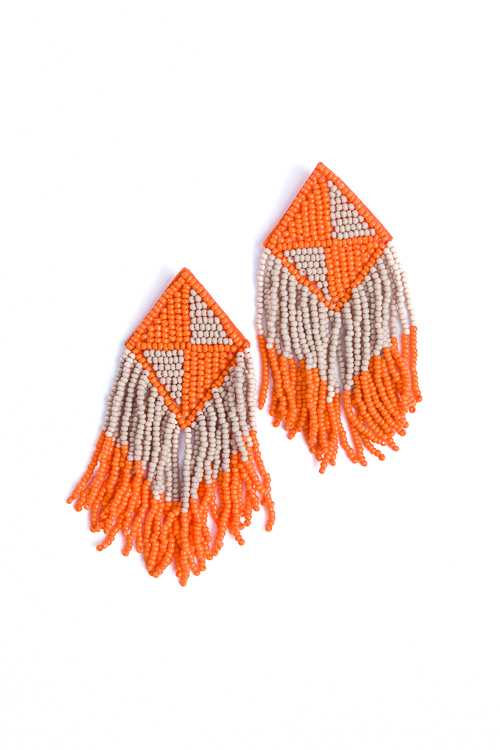 Triangle Pattern Tassel Earring New Arrivals The Blue Door Boutique